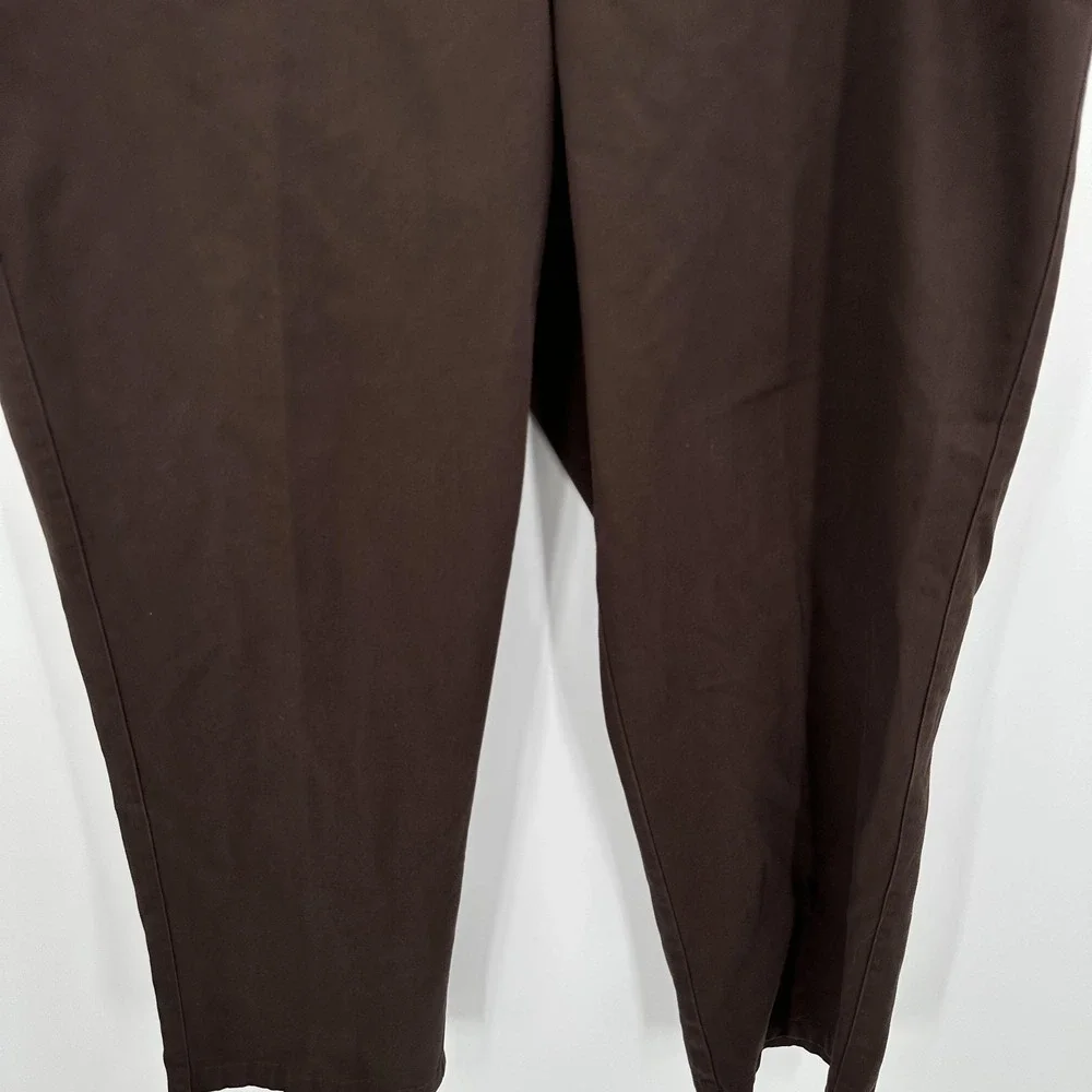 L.L. Bean Pants Womens 18 Regular Brown‎ Straight Fit Chino Twill Flat Front